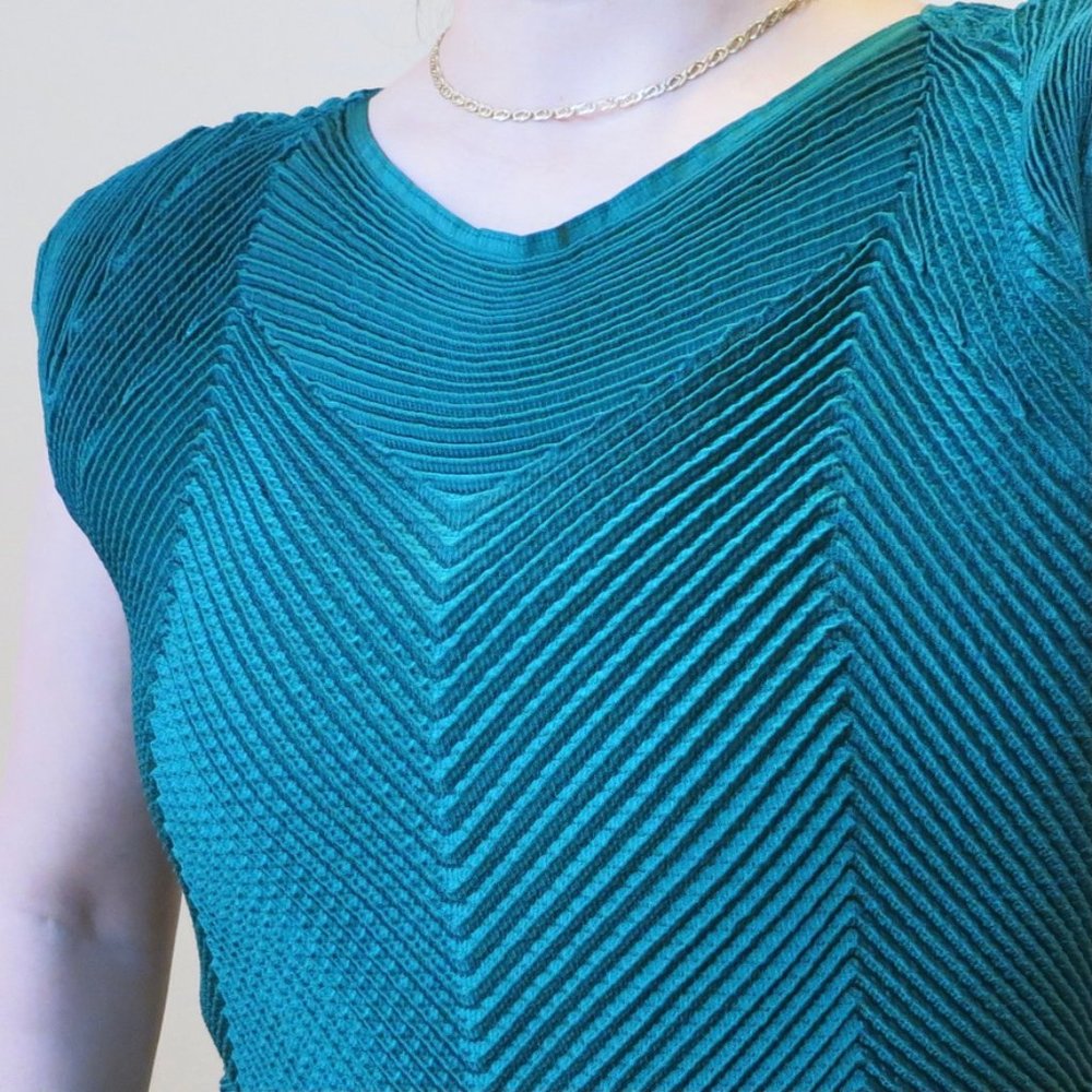 Pleats Please Issay Miyaki emerald green top japan